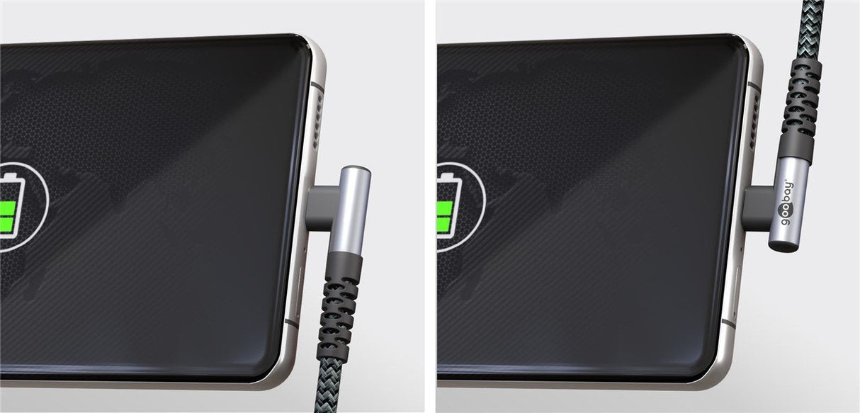 Cable De  0,50m Usb 2.0 0.48 Gbit/S  Pd60w Usb C Macho 90º A Usb-A Macho Negro Nylon Goobay