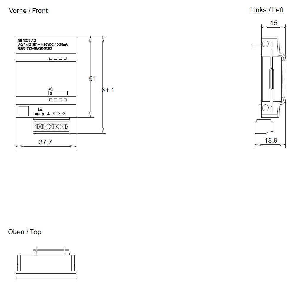 Siemens 6es72324ha300xb0 Simatic S7-1200 Analogausgabe Sb 1232 1ao + -10vdc