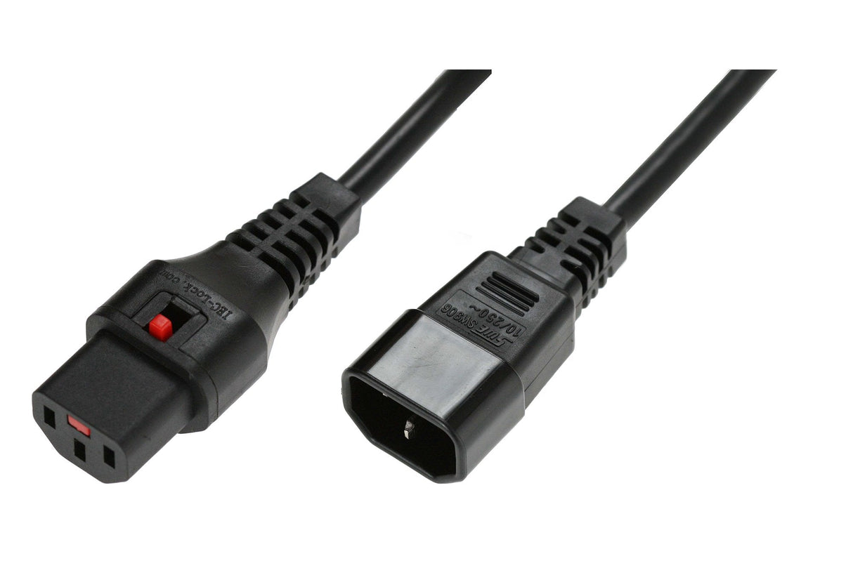 Cable De Alimentación Negro Iec C14/Iec C13 Recto M/F De 5m Con Bloqueo Iec Lock