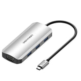 Docking Usb Tipo-C Vention Toihb 1xhdmi 1xvga 3xusb 1xusb Tipo-C Pd Gris