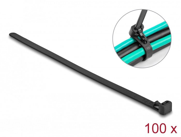 Delock Cablebinder (Vpe 100) Wiederverwendbar Hitzebemändig 150x7,5mm Negro