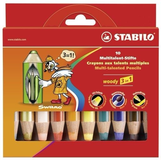 Stabilo Lápices De Colores Woody 3 En 1 Estuche De 10 + Sacapuntas C/Surtidos