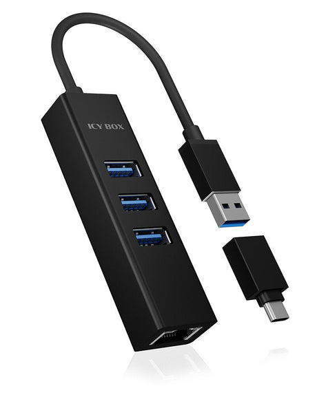EAN 4250078171805 - ICY BOX IB-HUB1419-LAN USB 3.2 Gen 1 (3.1 Gen 1) Type-A Negro imagen 1