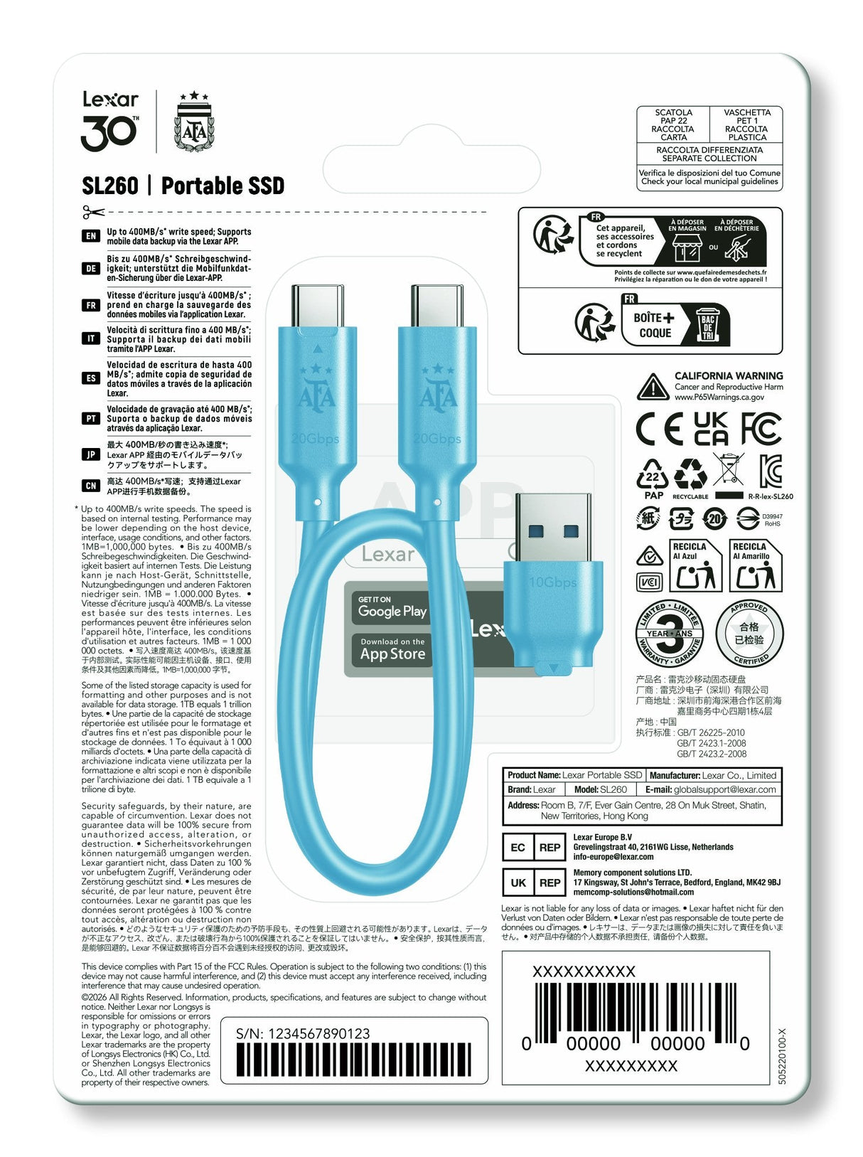Ssd Usb3.2 512gb Ext./Lsl260x512g-Bnxng Lexar