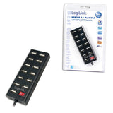 Logilink Hub 13 Puertos Usb 2.0 Con Interruptor On/Off Alimentado Negroâ Ua0126