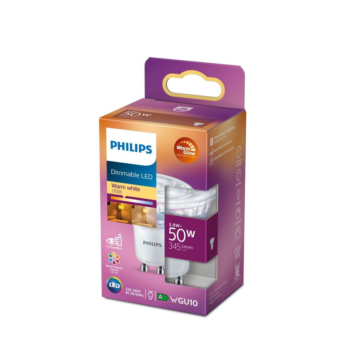 Signify Philips - Led-Spot-Bombilla - Gu10 - 3.8 W (Equivalente 50 W)