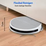 Medion Robot Aspirador Con Función Mopa Y Navegación Sistemática E35 Sw (Potencia De Aspiración 2000pa, Navegación Giroscópica En Líneas S Sistemáticas, 2 Cepillos Laterales Y Sensor De Pared)  50076258