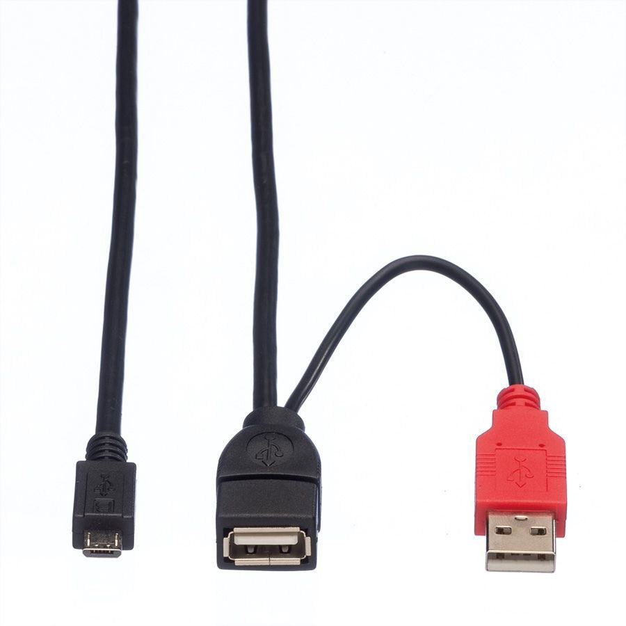 Roline Usb 2.0 Y-Cable 2x Typ A St   Bu - Micro B St 1m