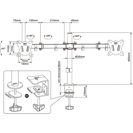 EAN 5901811404085 - Montis Uchwyt monitorowy podwójny Everest 13-27" MT015 68,6 cm (27") Escritorio Negro imagen 3
