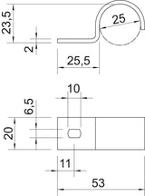 Obo 822 25 Ft Befestigungsschelle Einlappig 25mm St Ft 1014501
