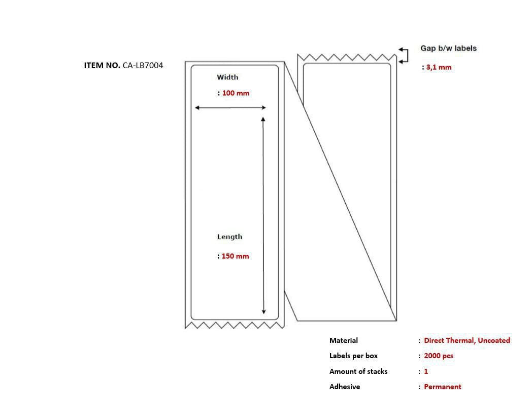 Ship-Label 100 X 150mm,  Direct Thermal, Uncoated,