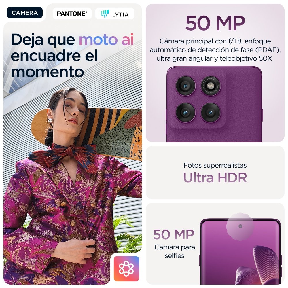 Smartphone Motorola Edge 60 Pro 6.67" Sim Doble Android 15 5g Usb Tipo C 12 Gb 512 Gb 6000 Mah Púrpura
