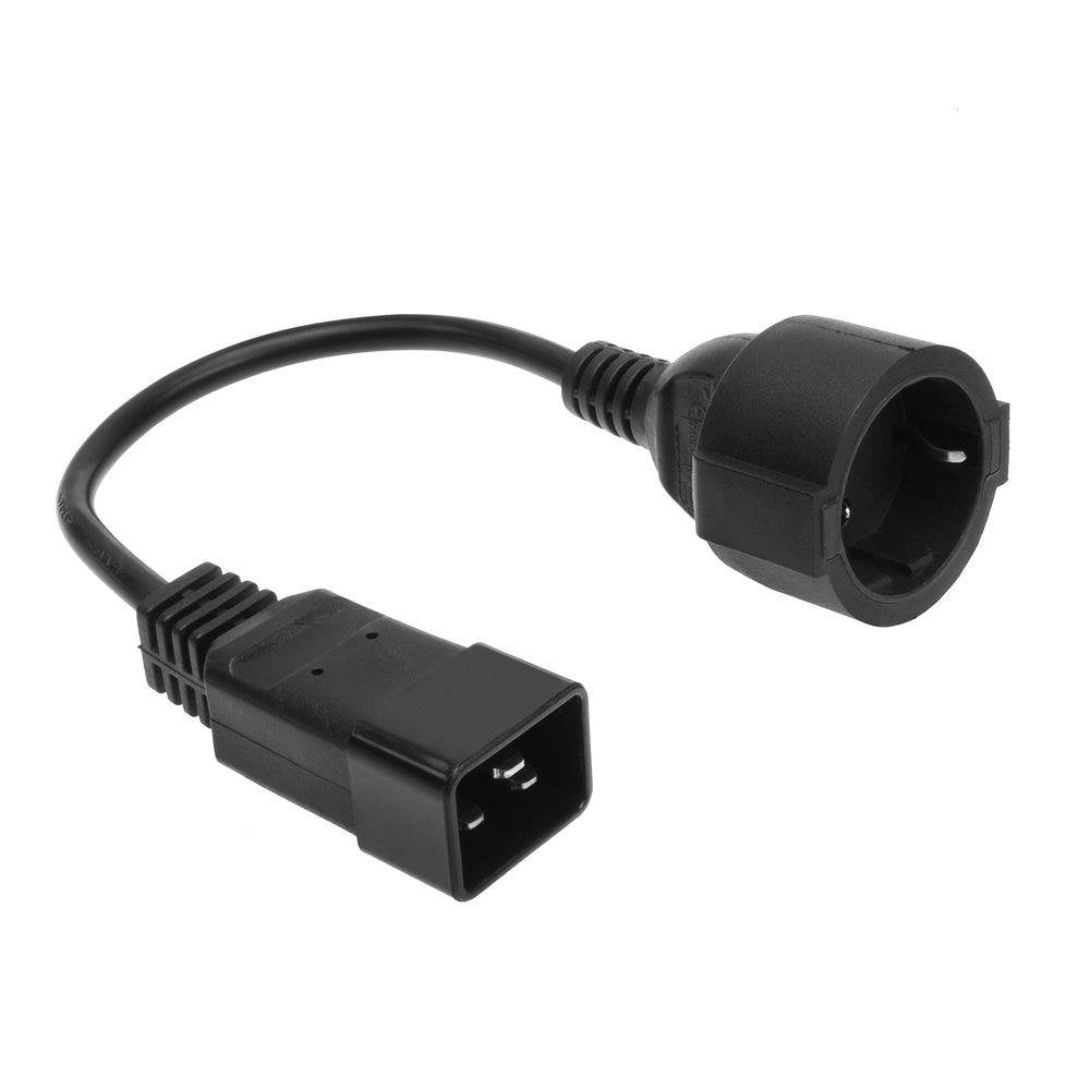 Cable De Extension C20 A Shucko Cee7/3 Negro De 20 Cm