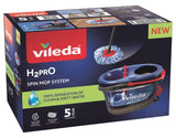 Vileda H2pro Spin Mop Set, Bodenwiper Negro/Rojo, Con Un Sistema De Dos Tancos Y Mango Telescópico 178333