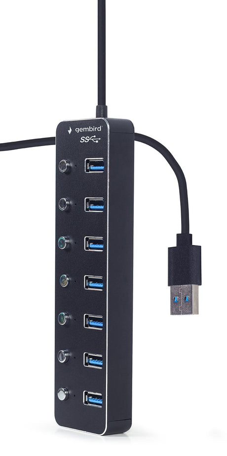 EAN 8716309124676 - Gembird UHB-U3P7P-01 hub de interfaz USB 3.2 Gen 1 (3.1 Gen 1) Type-A 5000 Mbit/s Negro imagen 3