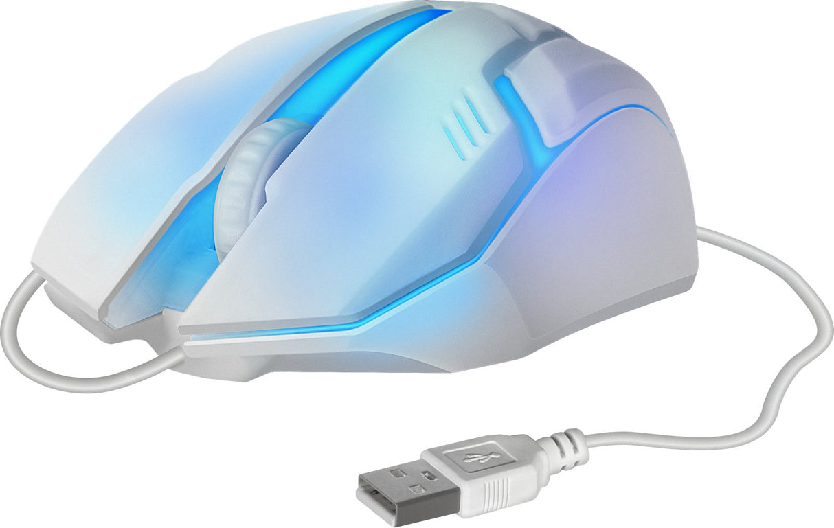 Raton Gaming Defender Cyber Mb-560l Blanco 7-Colores Luz De Fondo