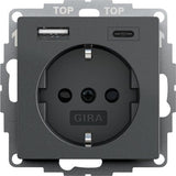EAN 4010337076285 - GIRA SCHUKO 245928USB-Spannungsversorgung 2f System 55 toma de corriente 2 x USB + CEE 7/3 Negro imagen 1