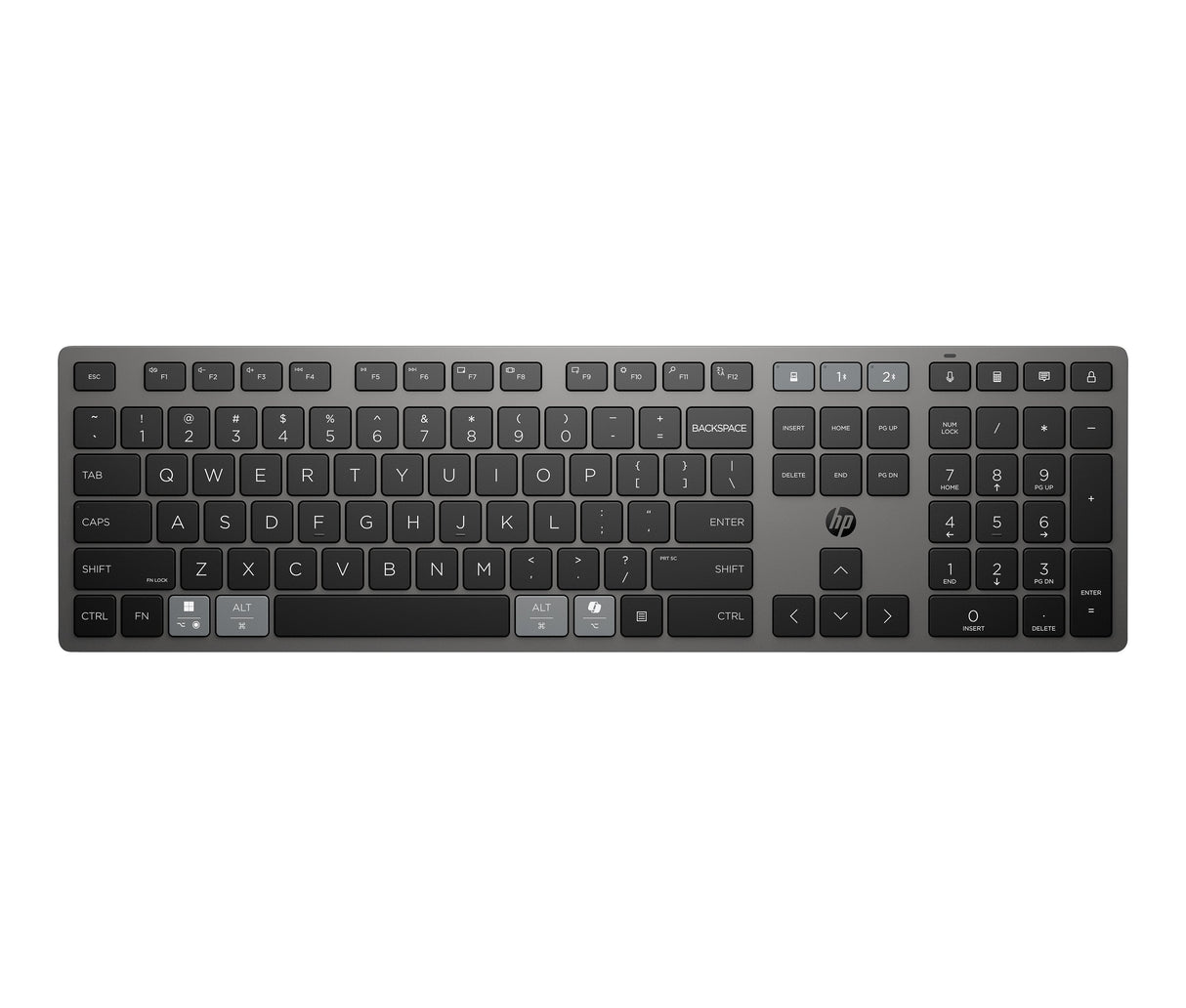 EAN 0198122141197 - HP 725 Multi-Device Rechargeable Wireless Keyboard teclado Hogar / Oficina RF Wireless + Bluetooth Gris imagen 1