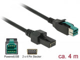 Delock Powerojousb Cable Stecker 12 V > 2 X 4 Pin Stecker 4 M Für Pos Drucker Und Terminals