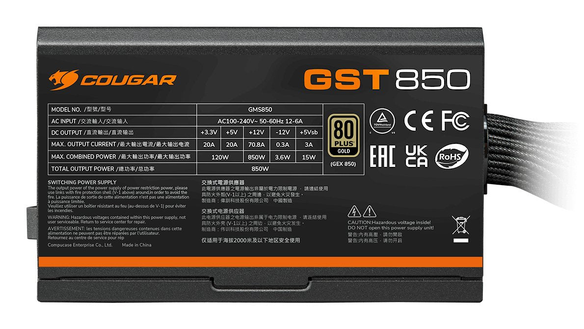 Cougar Netzteil Gm 850w Atx3.1 80 Plus Gold
