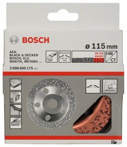 Cabezal Abrasivo De Metal Duro Bosch Professional, Ø 115 Mm, Grueso, Plano, Diámetro De Muela 22,23 Mm 2608600175