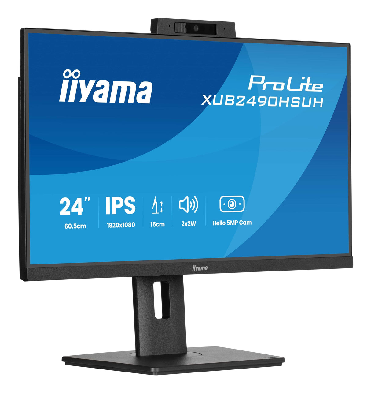 Monitor Iiyama 24" Prolite Xub2490hsuh-B2 Led  (Matt), Fullhd, Ips, Webcam, Micrófono, Cubo Usb, Panel De 100hz Xub2490hsuh-B2 Negro