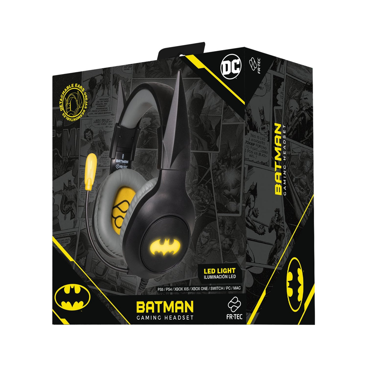 Fr-Tec Batman Auriculares Gaming Con Microfono Plegable - Diadema Ajustable - Almohadillas Acolchadas - Iluminacion Led