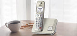 Panasonic Kx-Tge250 Teléfono Dect Identificador De Llamadas Champán, Oro