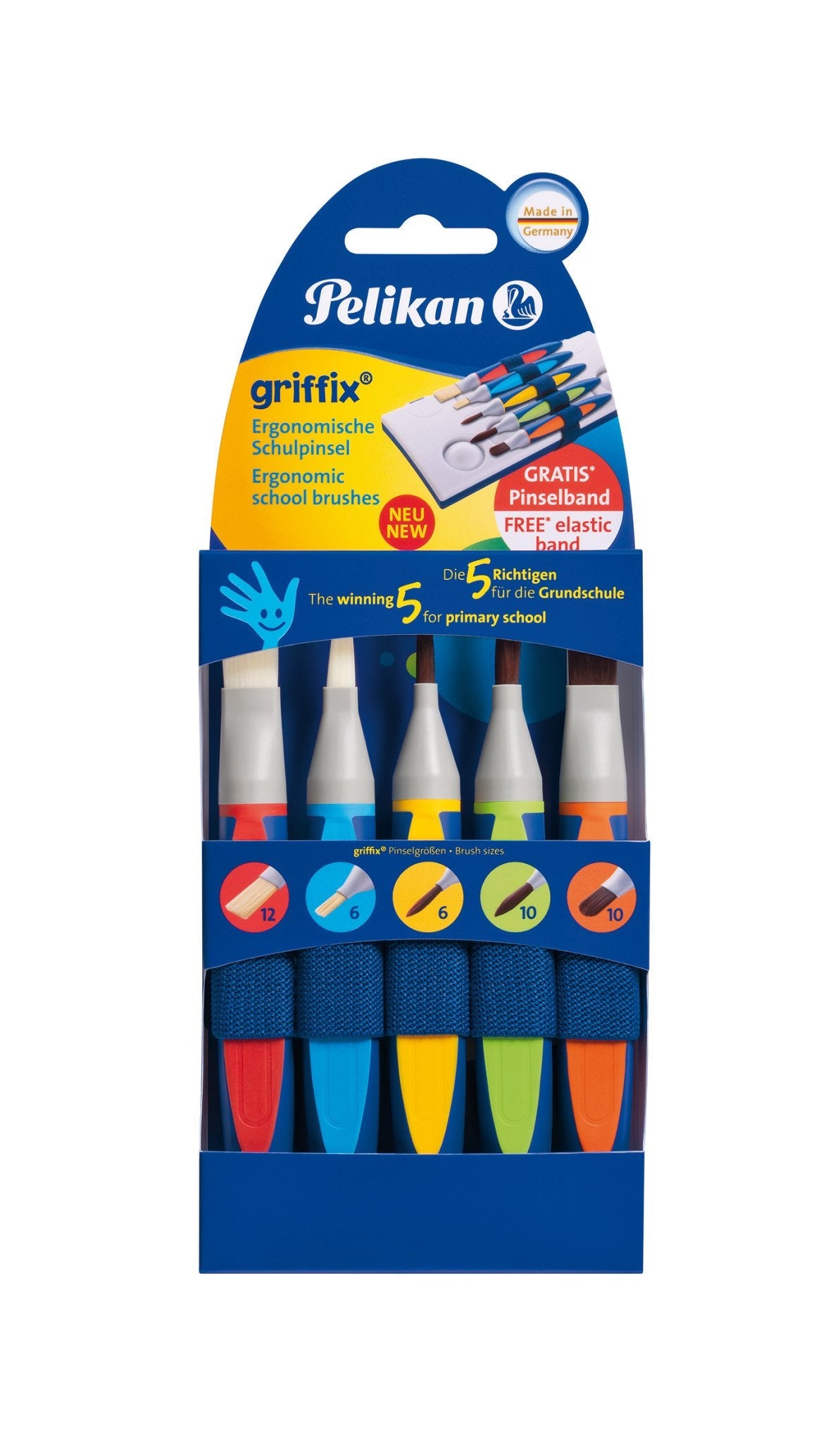 Juego De Pinceles Pelikan Griffix 5 Piezas, Incluye Cinta Para Pinceles 700733