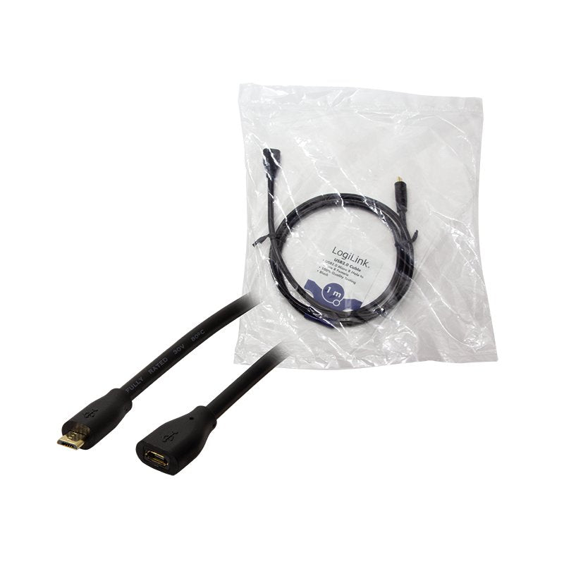 Logilink Usb 2.0 Cable, Micro-Usb M To Micro-Usb F, Negro, 1 M