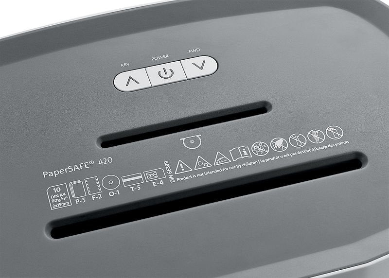 Dahle Papersafe® Ps 420.10 Hojas, Partículas 2 X 15 Mm, P-5, Ancho Boca 220 Mm, 25 Litros