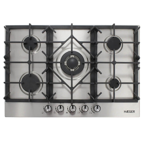 EAN 5608475027871 - Haeger PG-5GI.006A hobs Negro, Acero inoxidable Integrado 75 cm Encimera de gas 5 zona(s) imagen 1