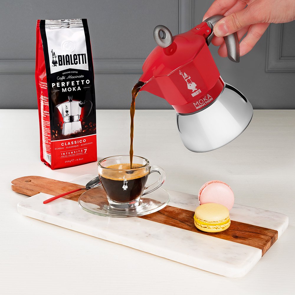 EAN 8006363029261 - Bialetti Moka Induktion Cafetera italiana 0,28 L Rojo, Acero inoxidable imagen 2