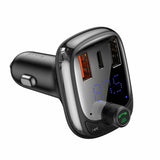 Baseus Car Charger Bluetooth Fm Transmitter S-13, Bt. 5.0, 10m Range, Usb-A Qc 12v/ 2.4a, Usb-A 5v/ 1.5a, Type-C 12v/ 2.4a, Black (Ccmt000101)