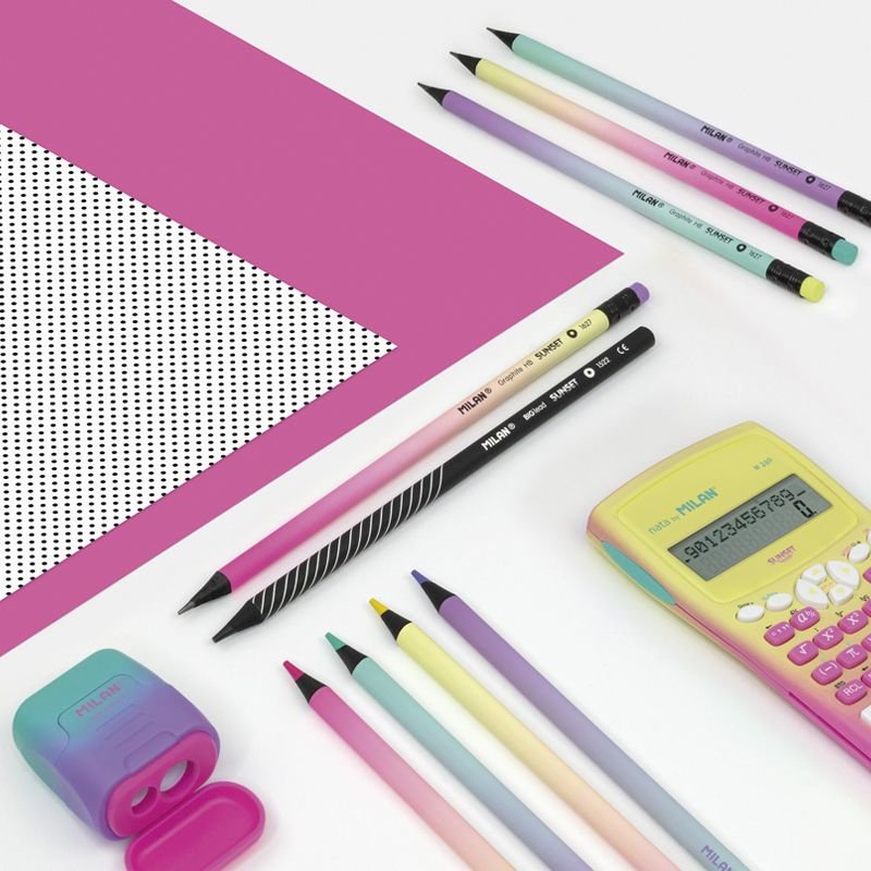 Pack De 3 Unidades Caja 6 Lápices De Colores Mina Gruesa Sunset  Milan.