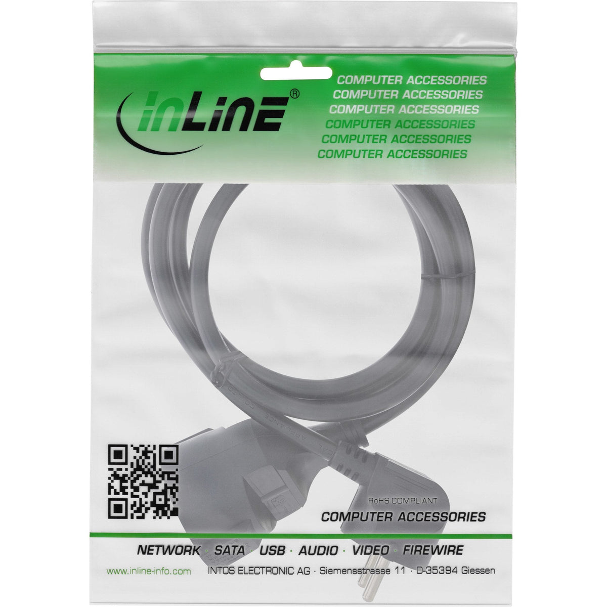 Inline® Power Cable De Extensión Angeld Type F Black 3m