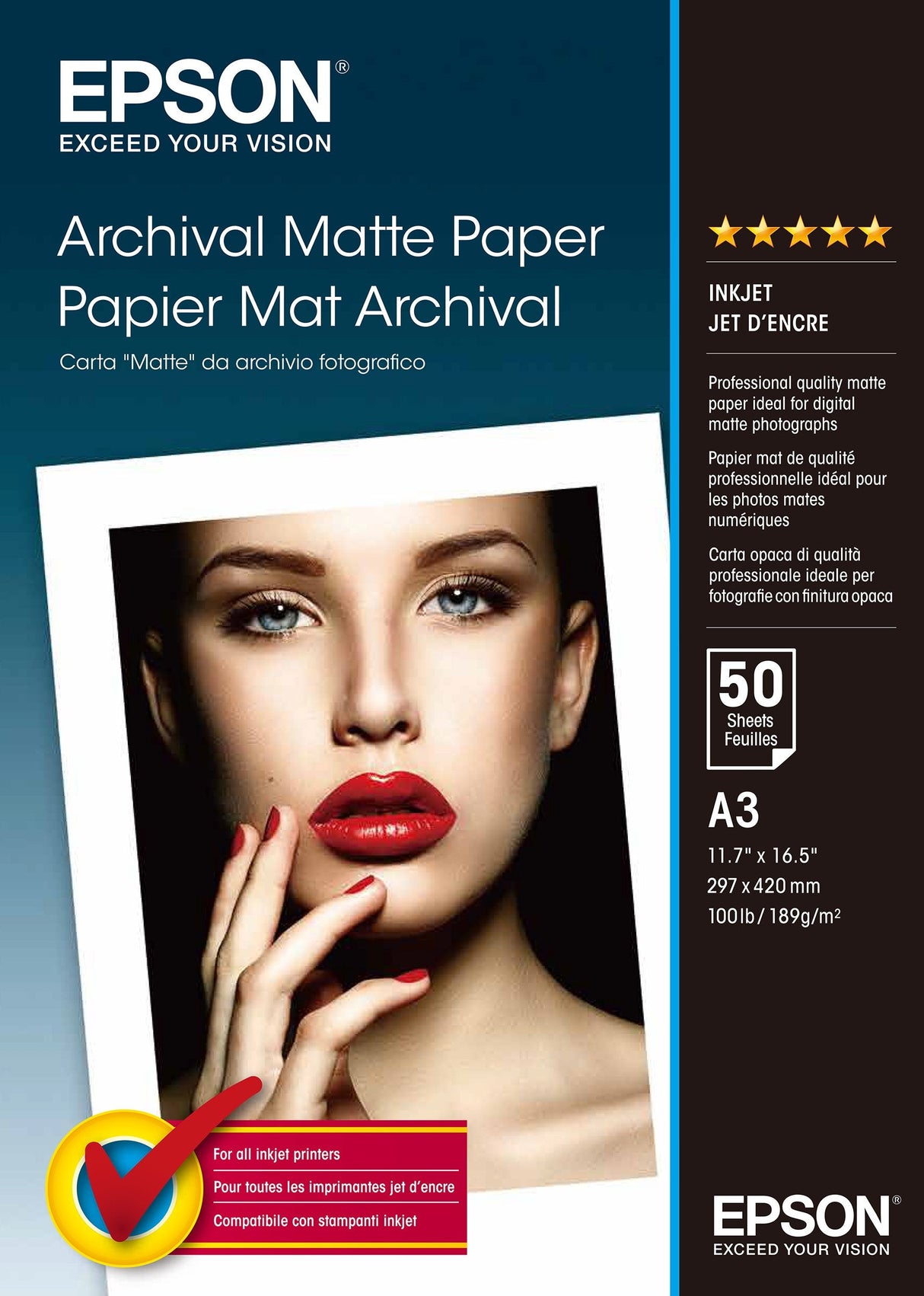 Original Epson Papel Inkjet Matt A3 50 Hojas