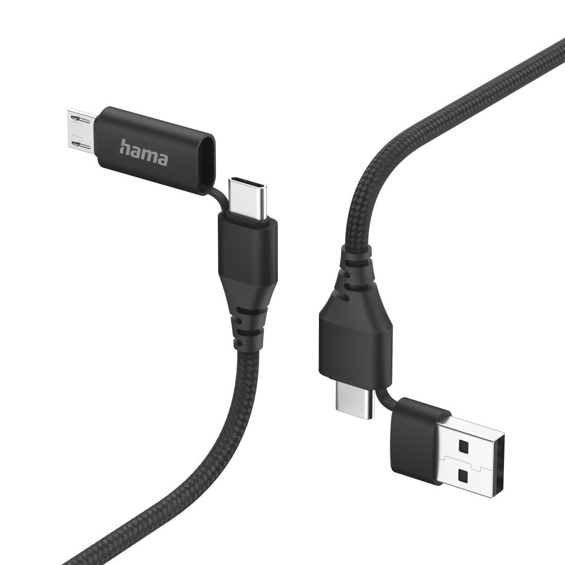 Cable Hama  00201537 / 4in1 Usb-A Micro-B Usb-C Negro
