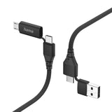 Cable Hama  00201537 / 4in1 Usb-A Micro-B Usb-C Negro