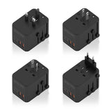 Aisens Adaptador Enchufe Universal Para Viaje Eu/Usa/Uk/Au Con Cargador Usb Gan, 2xusb-A Qc3.0, 2xusb-C Pd3.0 25w, Negro