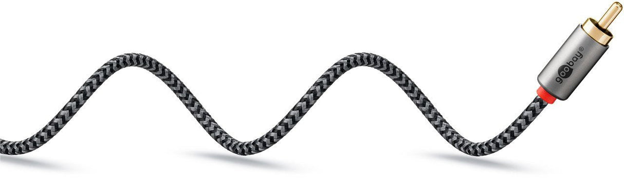 Cable  3,0m 3.5mm M (3-Pin, St) A 2xrca M Flexiplus Nylon Goobay