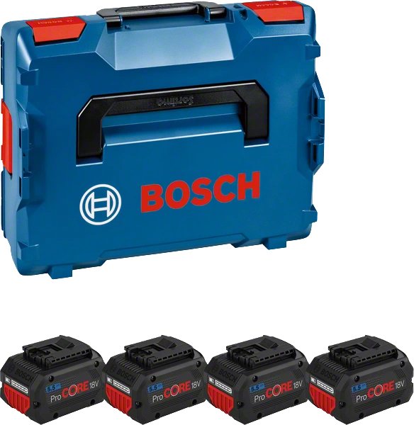 Batería Bosch Procore 18v 5,5ah Profesional, 4 Piezas (Azul/Negro, L-Boxx, Ampshare Alliance)