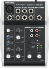 Behringer 502s - 5-Mezclador Analógico Usb Compacto De Canales Diseñado Específicamente Para Podcasting, Streaming Y Grabación En Casa