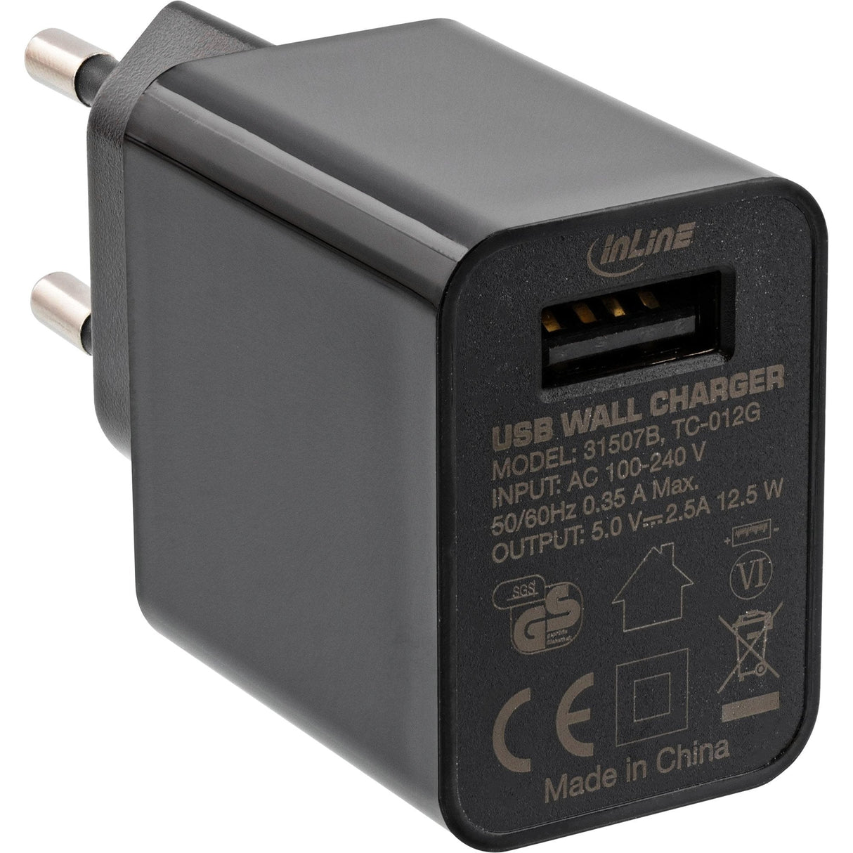 Adaptador De Alimentación Usb Inline Simple, 100-240 V A 5 V/2,5 A, Negro