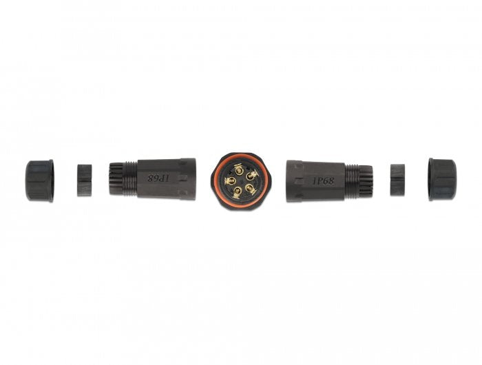 Delock Cableverbinder Für Aussenbereich 5 Pin, Ip68 Wasserdicht, Schraubbar, Cabledurchmesser 4,5 - 7,5 Mm Schwarz