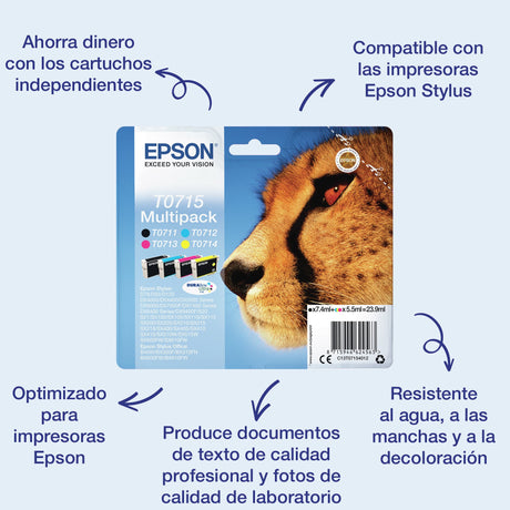 EAN 8715946624563 - Epson T0715 cartucho de tinta 1 pieza(s) Original Rendimiento estándar Negro, Cian, Magenta, Amarillo imagen 1