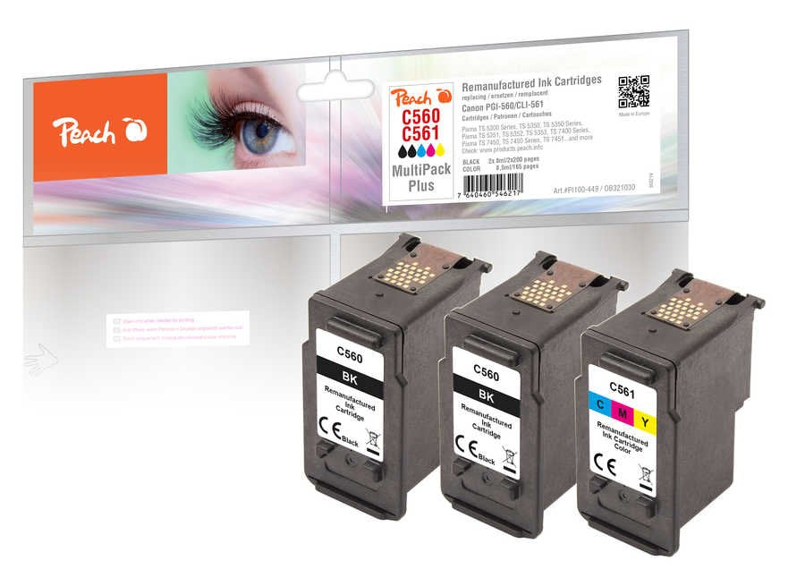 Peach Cartucho Canon Pg-560 Cl-561 Multipackplus Remanufactured