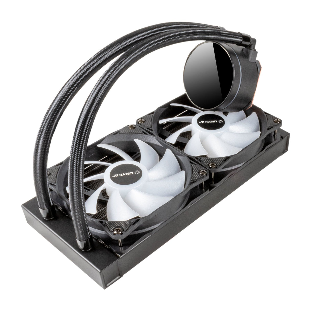 Unykach Aquastorm 240 Kit De Refrigeracion Liquida - 2 Ventiladores De 120mm - Iluminacion Rgb - Visualizacion Temperatura Cpu - Tubo De 335mm
