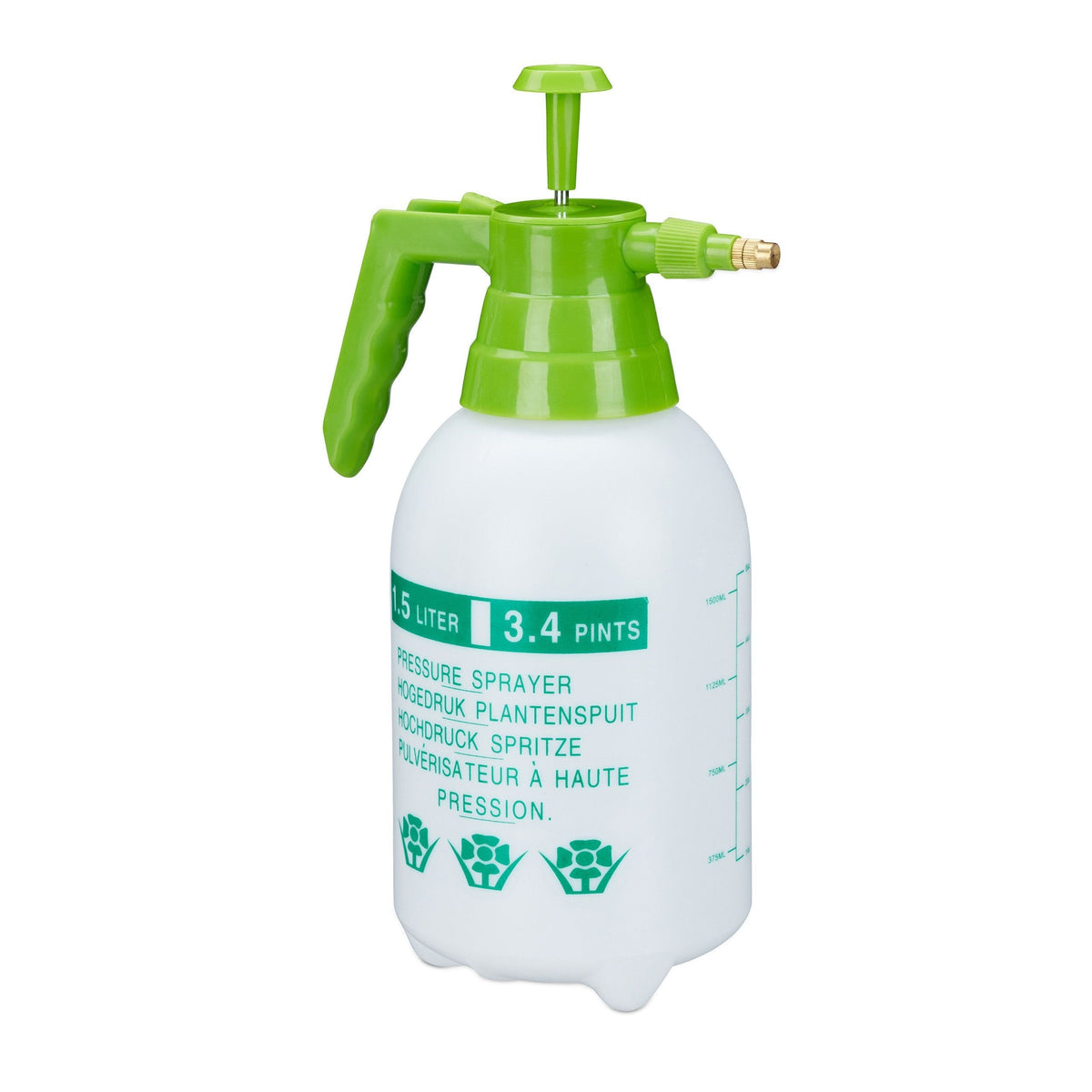 Relaxdays Pumpsprühflasche, 1,5 L Blanco, Verde