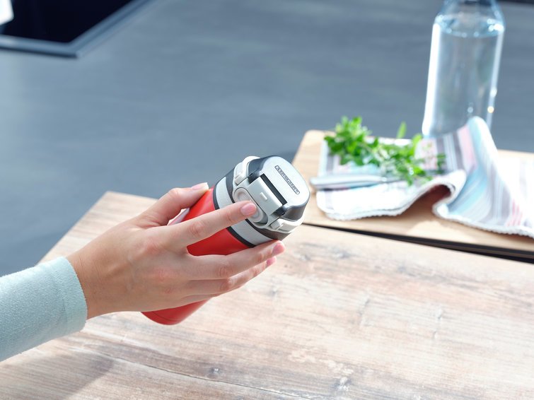 Leifheit 03245 Taza De Viaje 350 Ml Negro, Rojo Acero Inoxidable